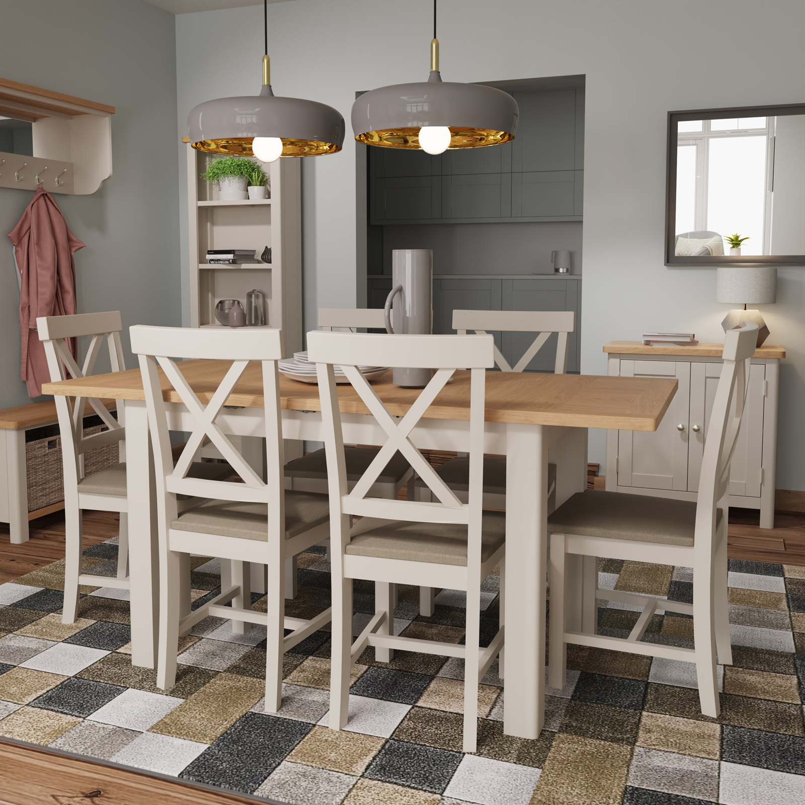 Table extensible en bois finition gris clair 120-160 cm BATH