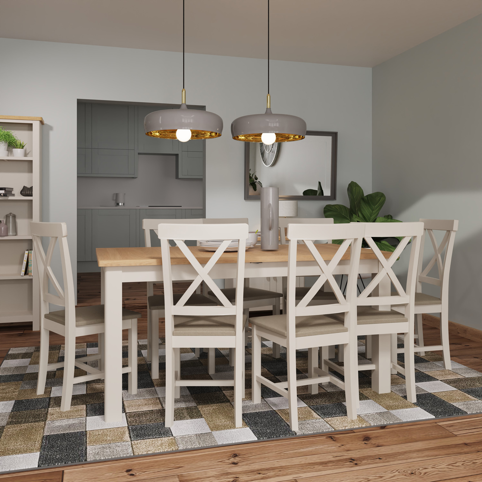 Table extensible en bois finition gris clair 160-200 cm BATH