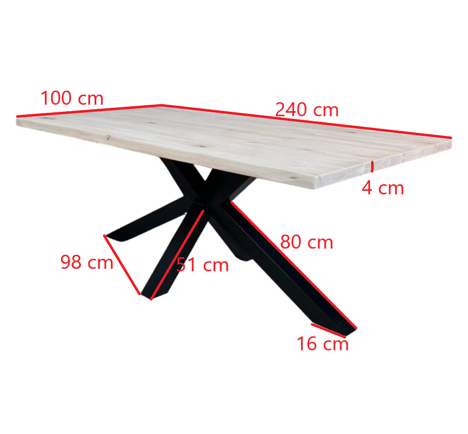 Table extensible en chêne blanc bords naturels 240 cm ETNA
