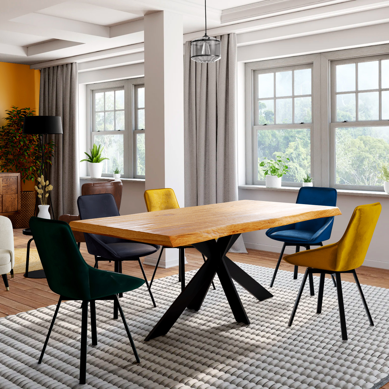 Table extensible en chêne huilé avec bords naturels 200 cm PALERME