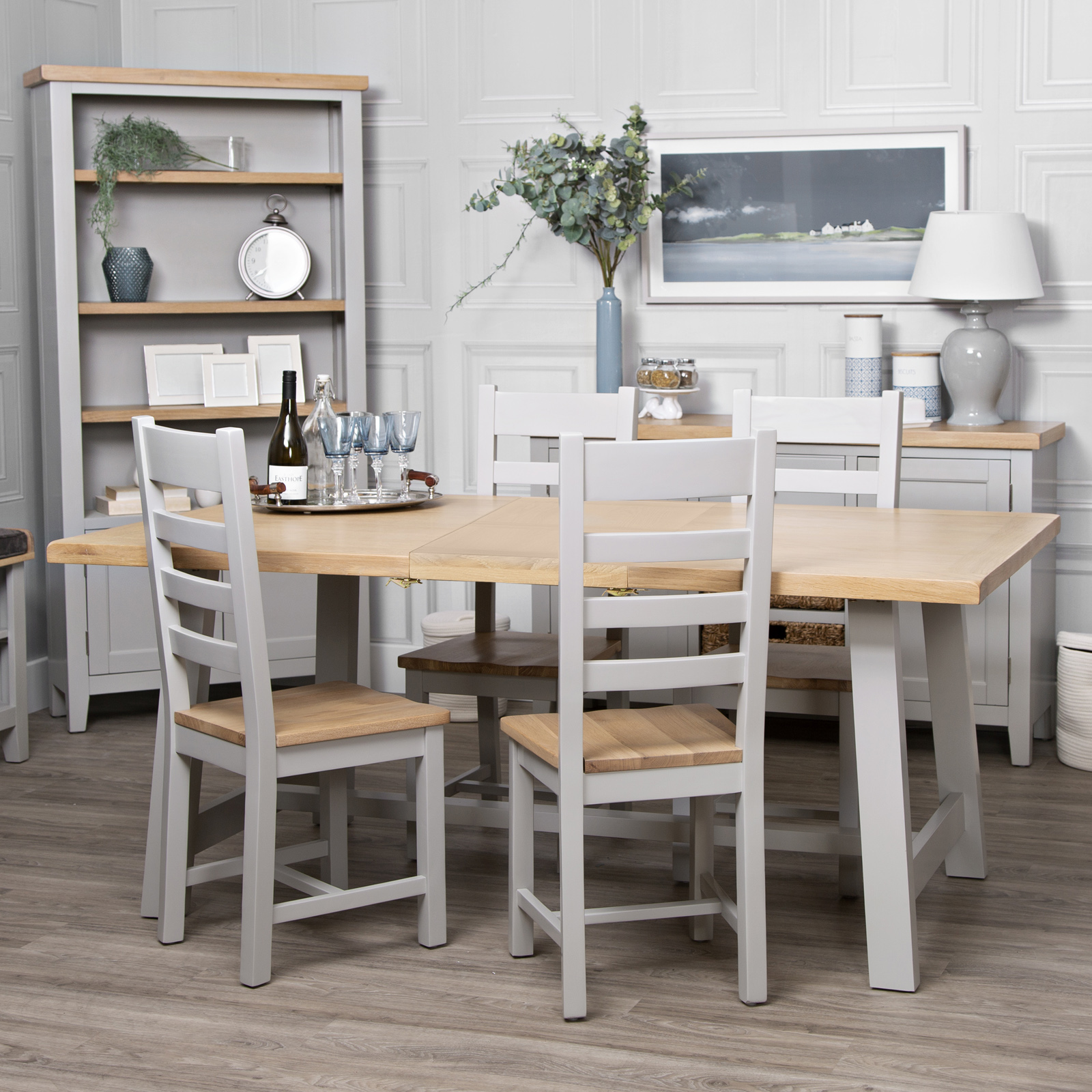 Table extensible grise en chêne 180-240 cm PAROS