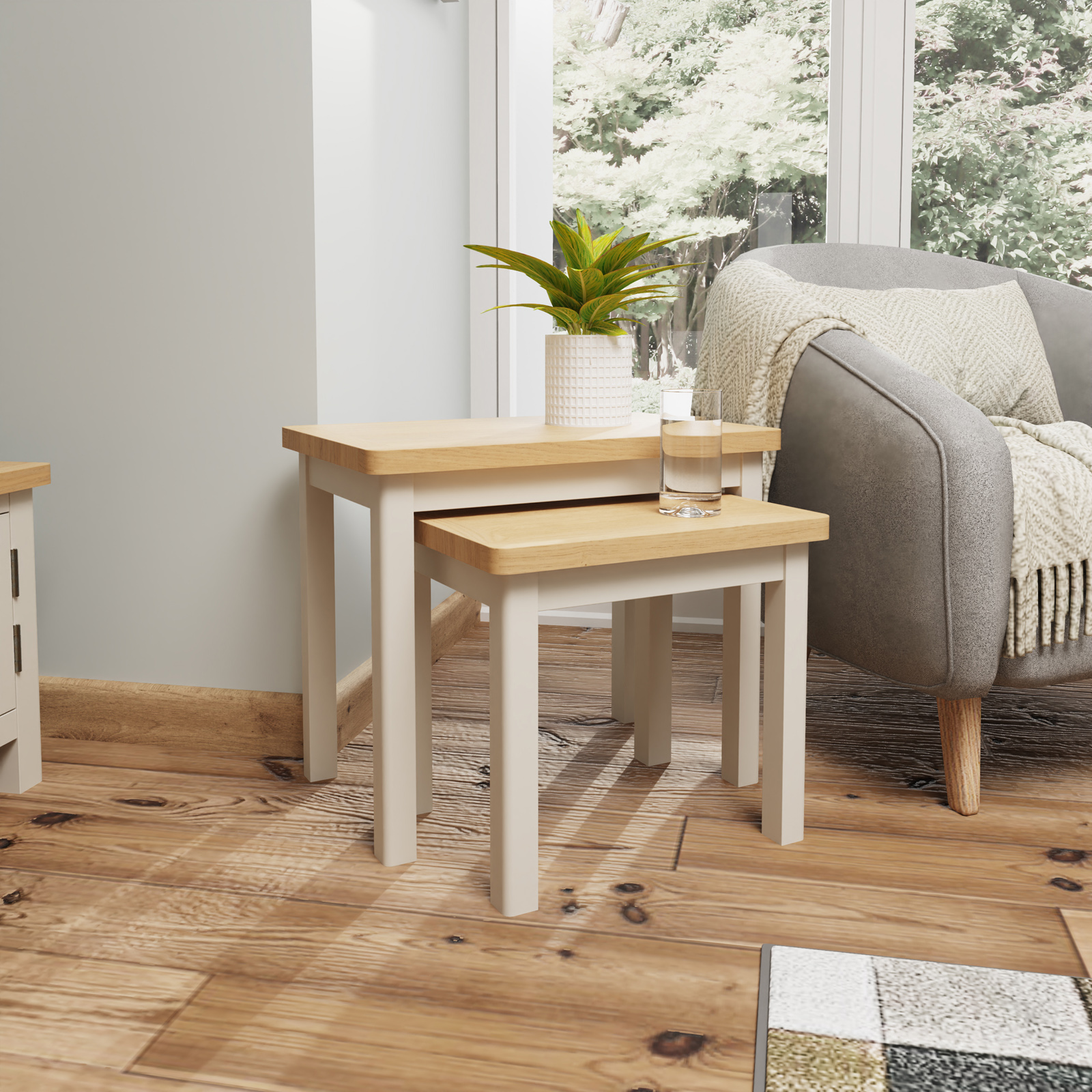 Table gigogne en bois finition gris clair (lot de 2) BATH