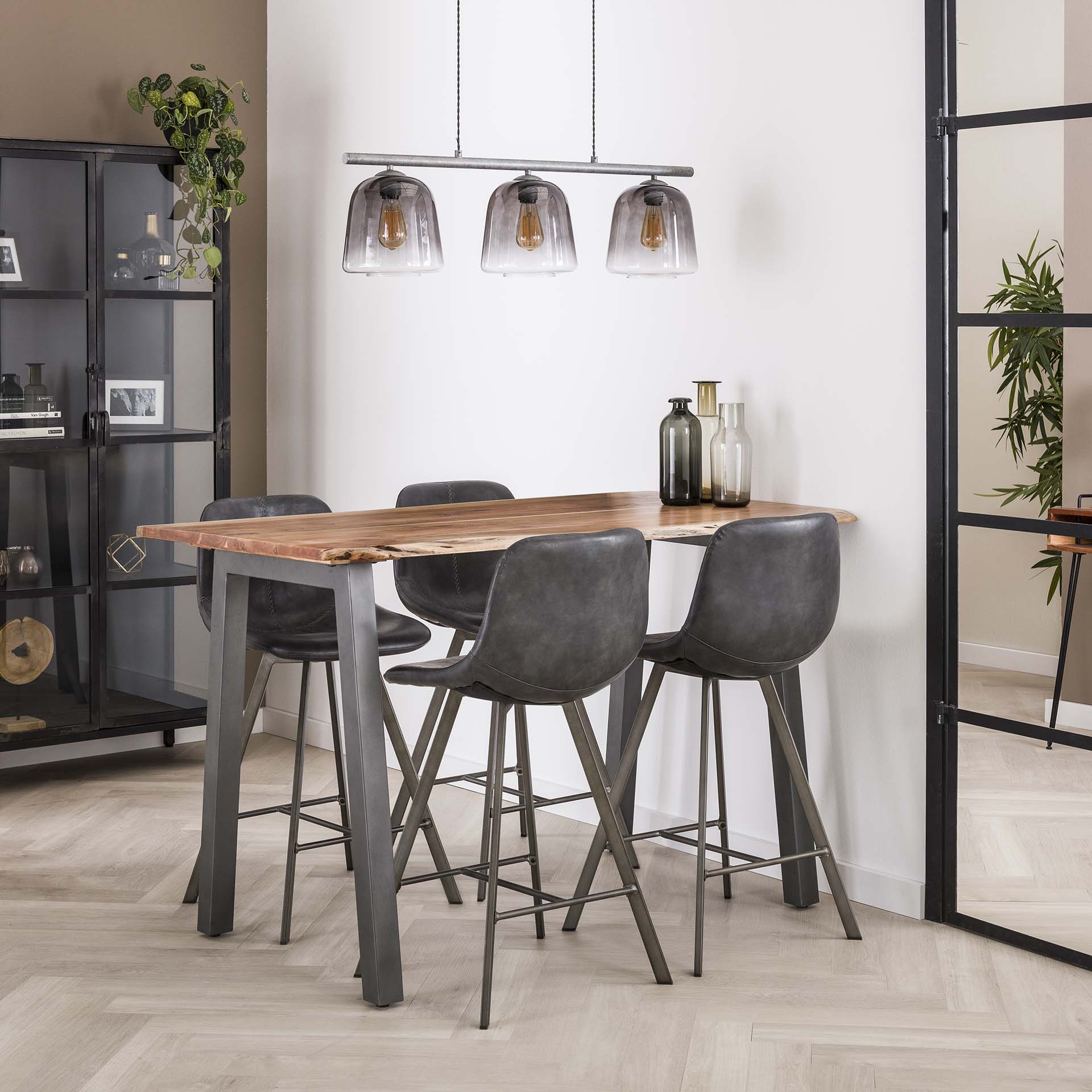 Table haute bois d'acacia métal 147 MELBOURNE