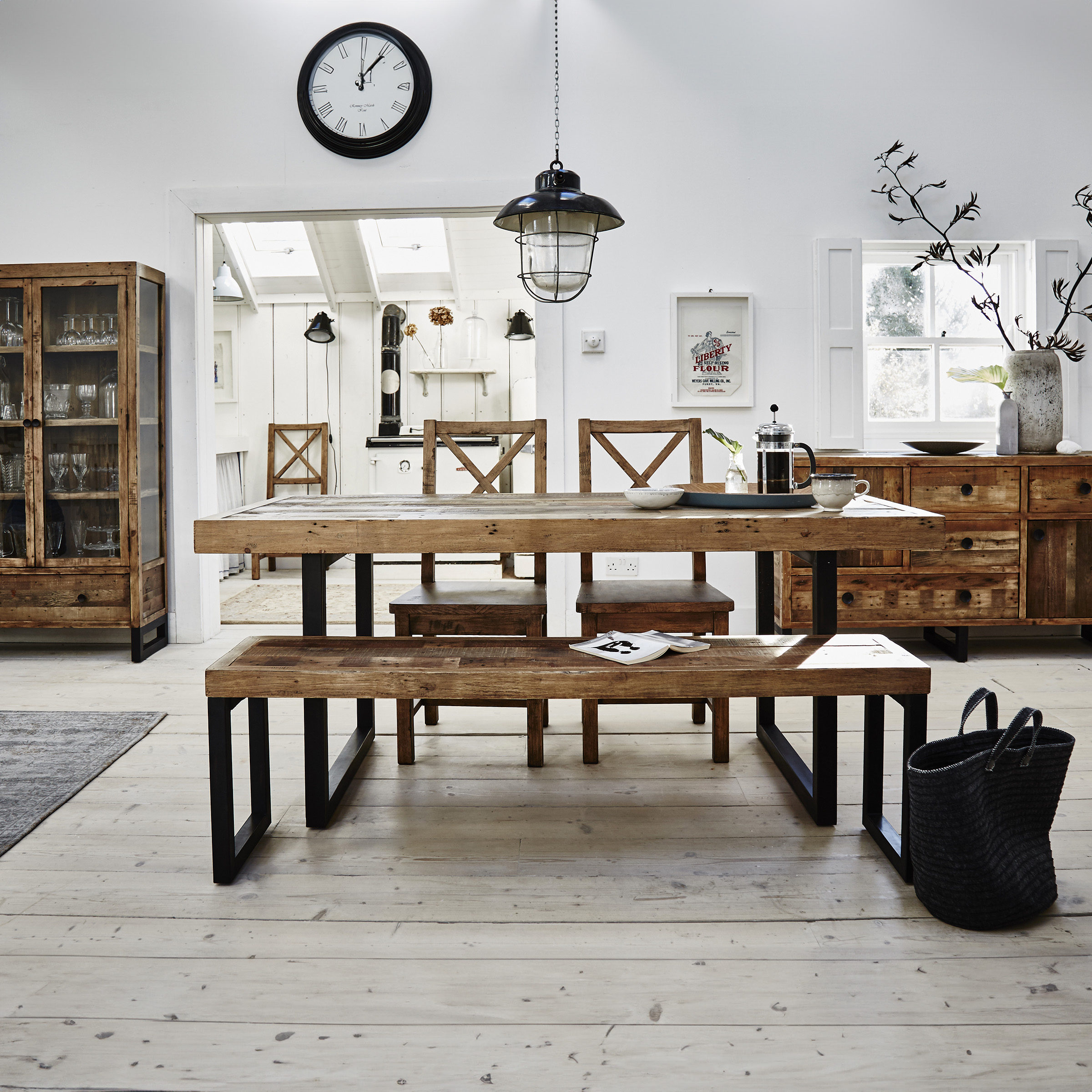 Pier Import table à manger extensible en bois recyclé style industriel 180/240cm BRISBANE