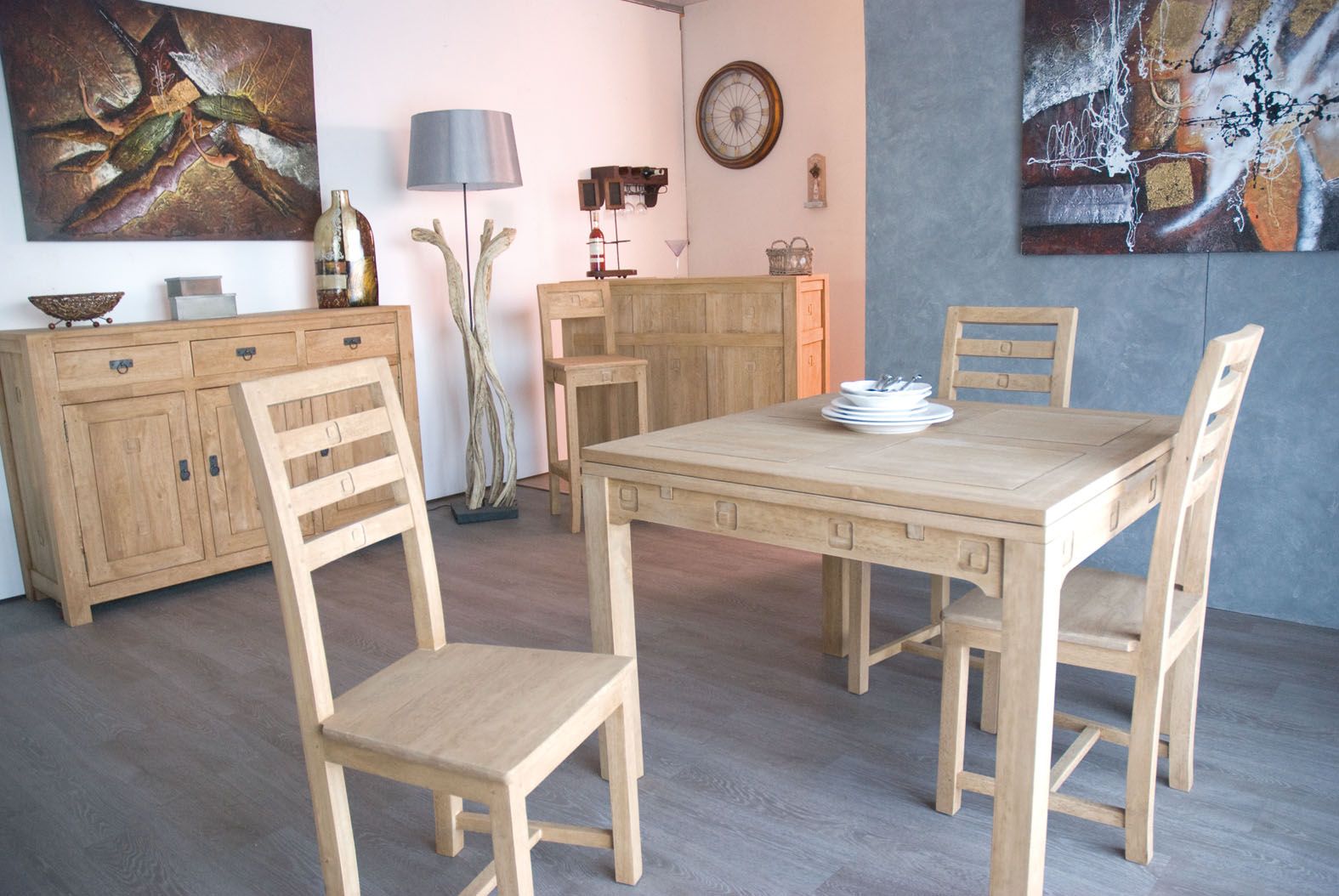 Table repas extensible hévéa 100/180cm TESSA