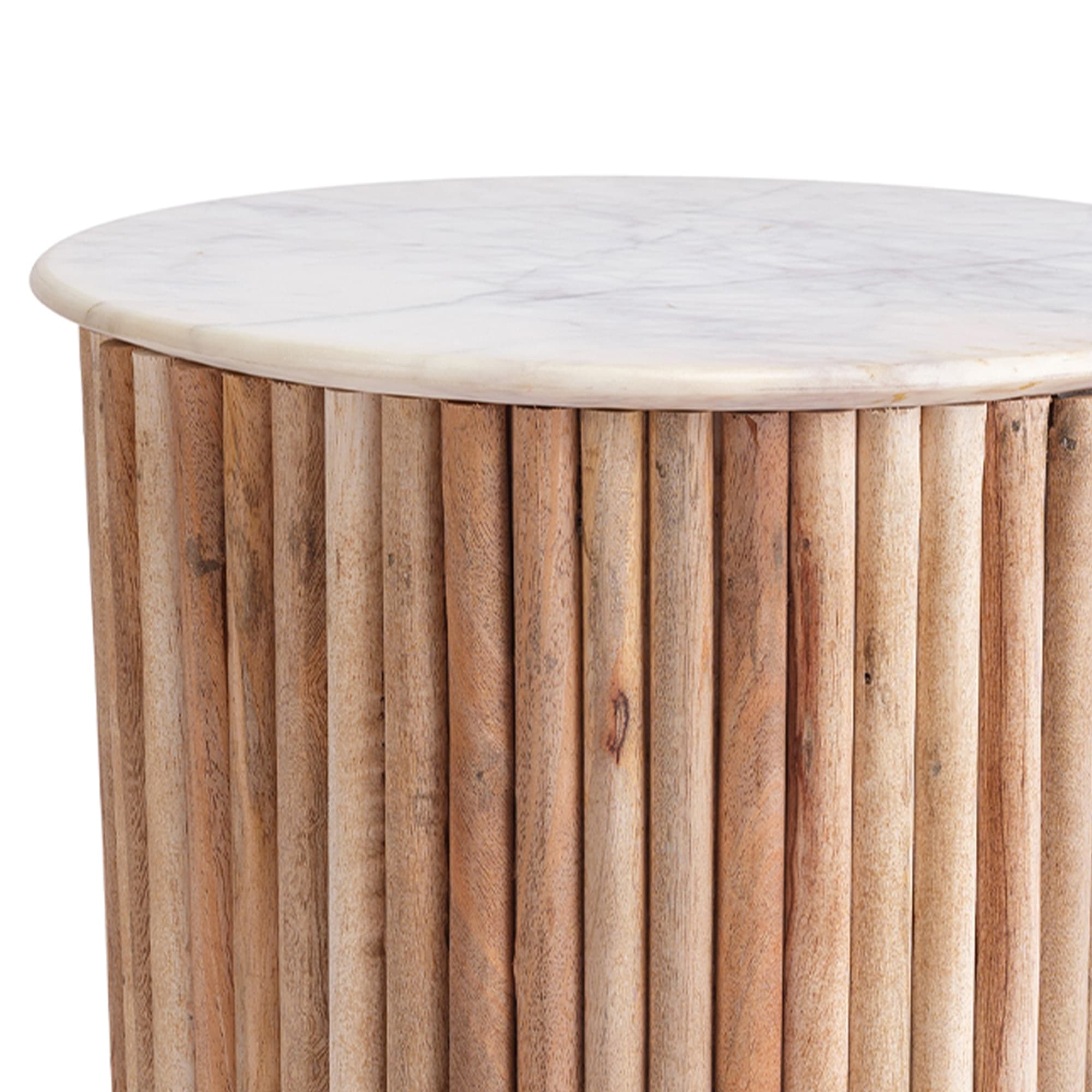 Table ronde marbre et bois D 120 cm MASSA