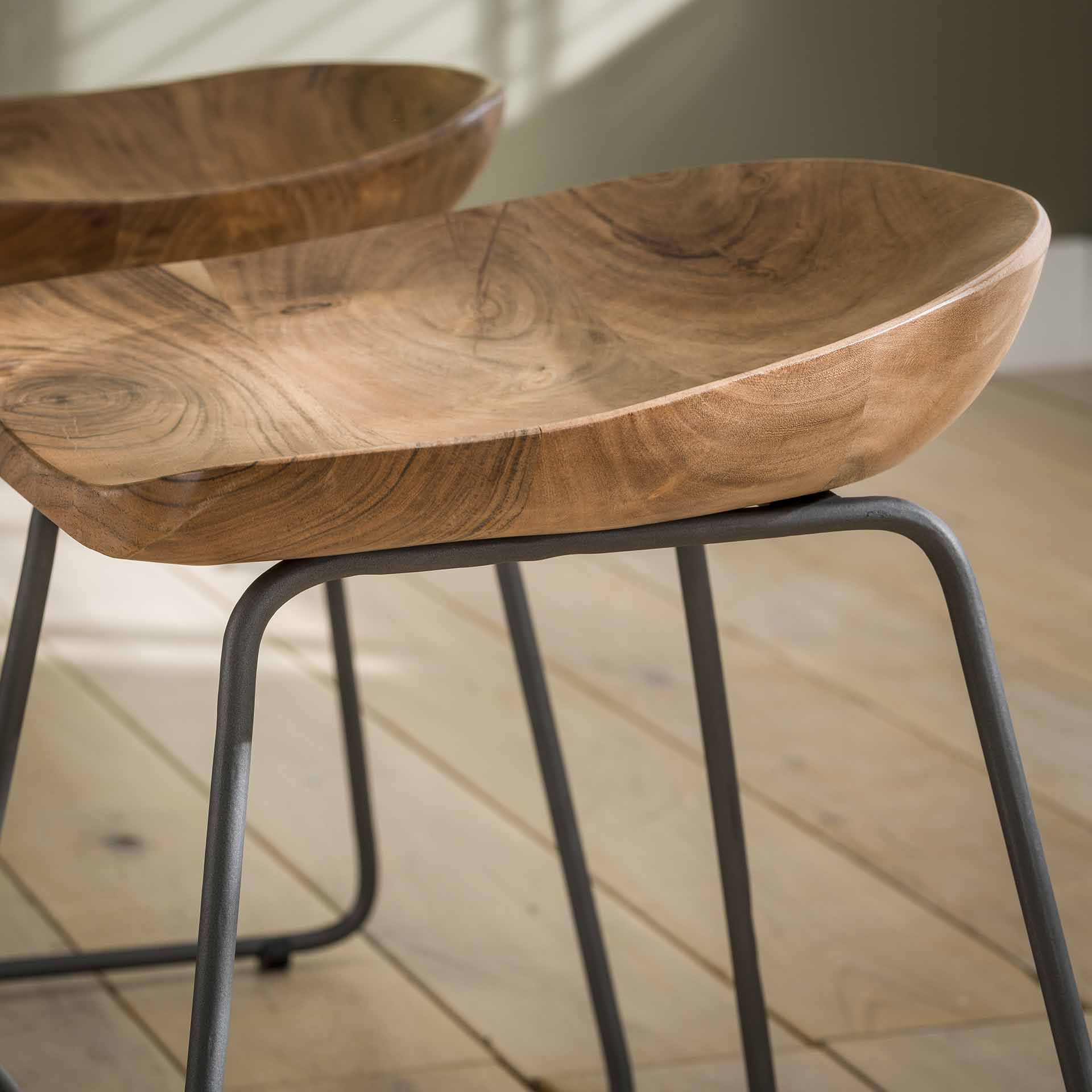 Tabouret bas bois d'acacia (lot de 2) MELBOURNE