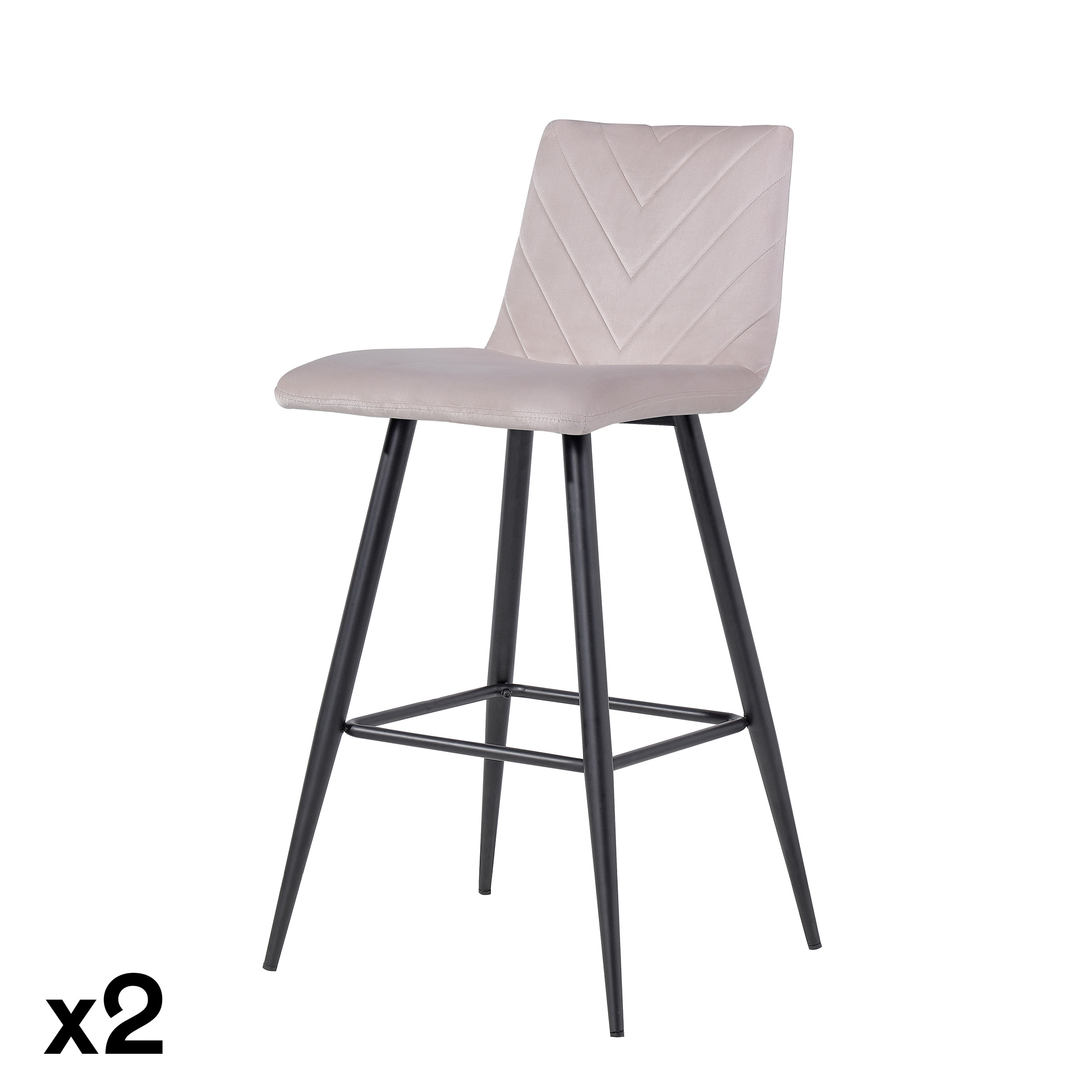 Tabouret de bar velours taupe (lot de 2) PIANA