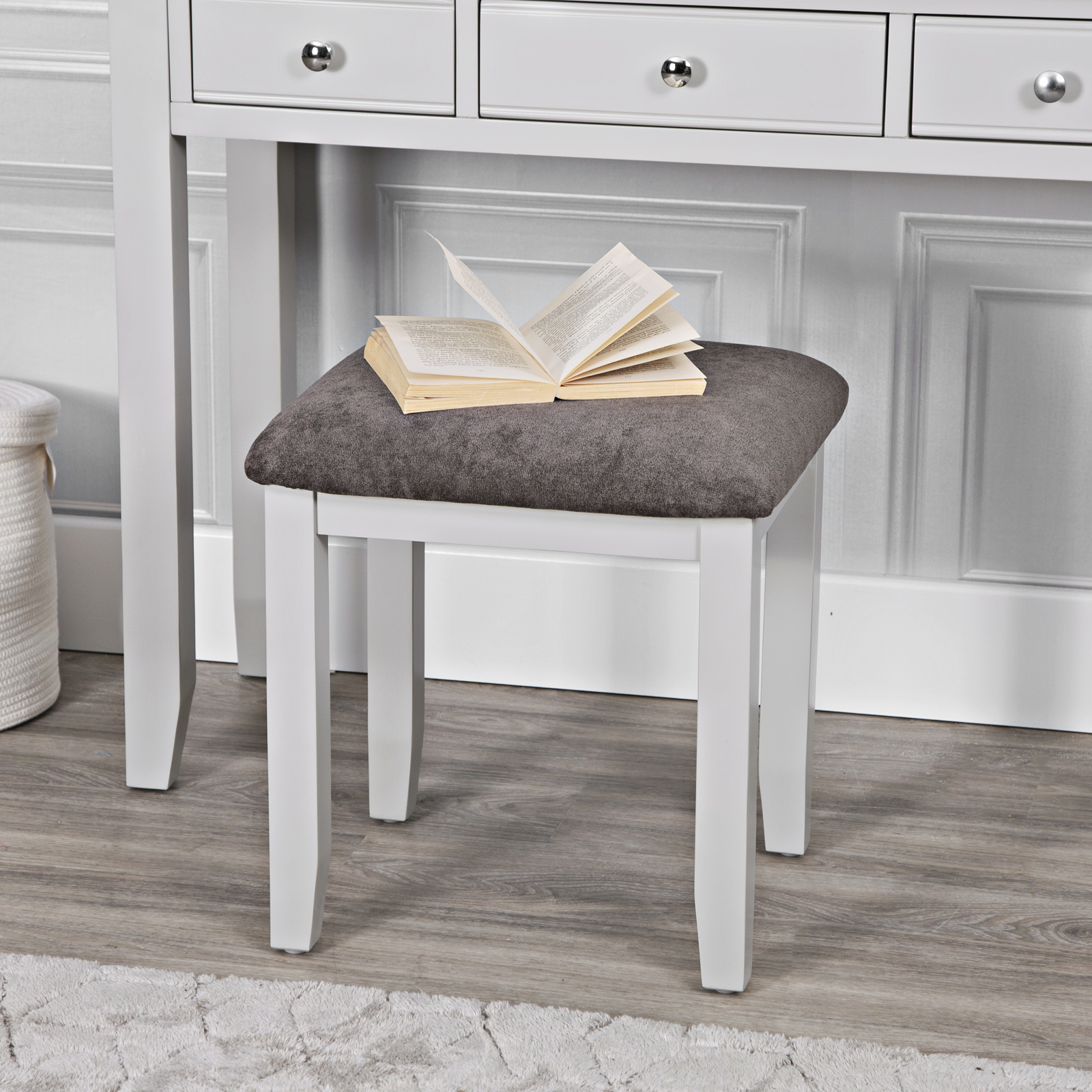 Tabouret gris en bois PAROS