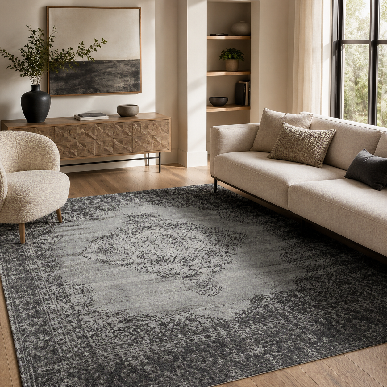 Tapis vintage gris 200x290 cm ISPAHAN