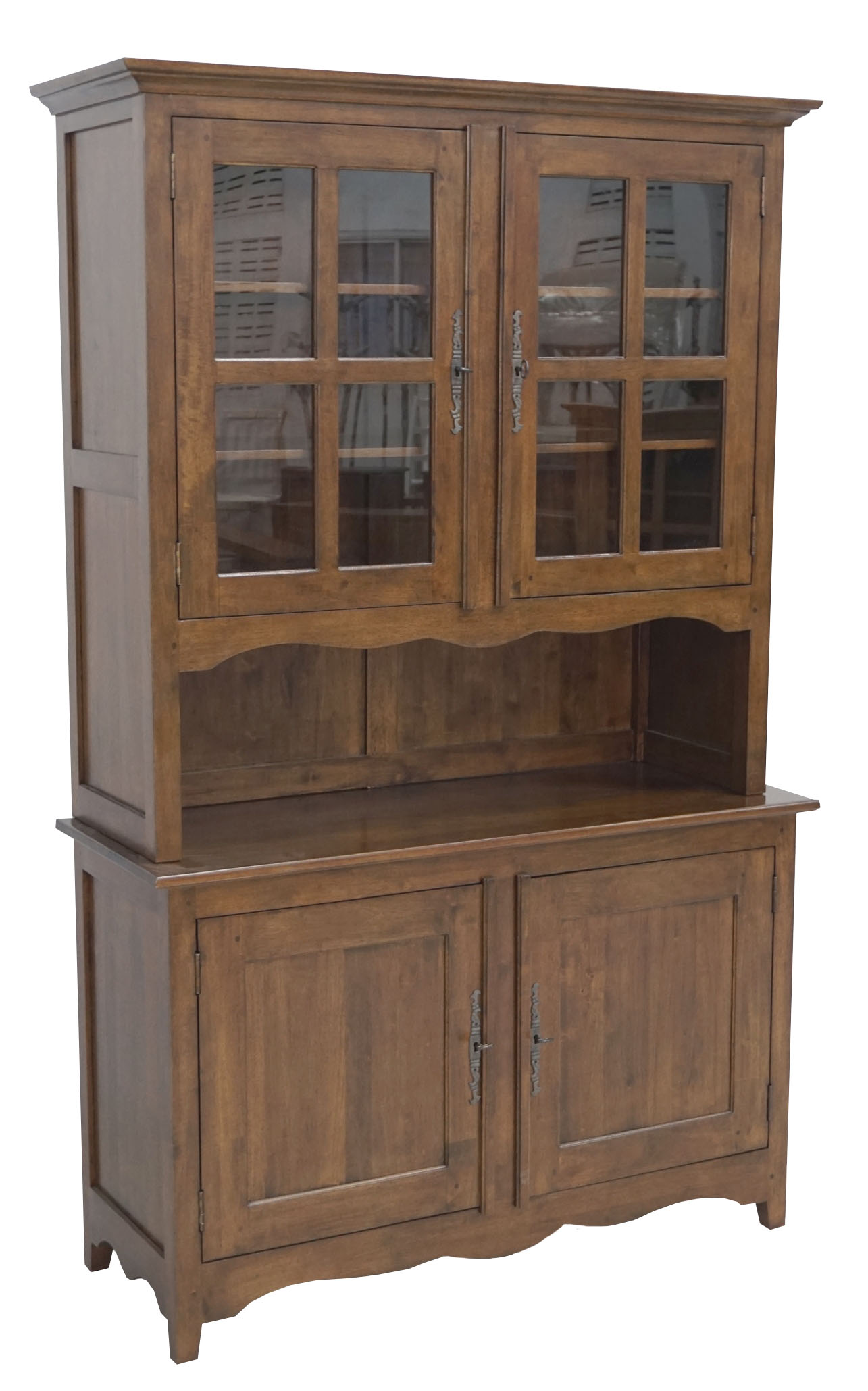Vaisselier Hévéa 4 portes dont 2 vitrées, 1 grande niche centrale 125x47x200cm TRADITION