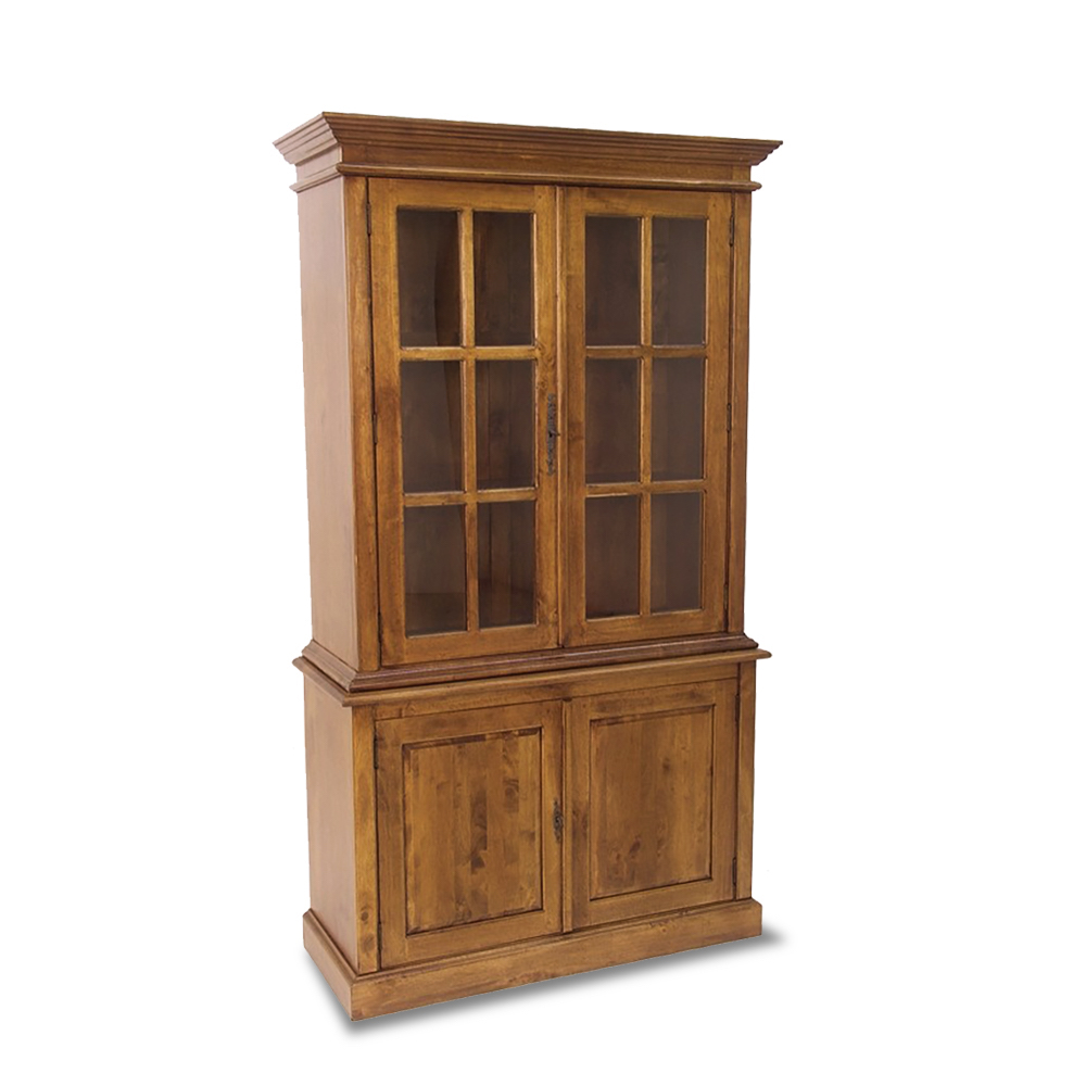 Vaisselier vitré 4 portes hévéa 115x46x206cm TRADITION