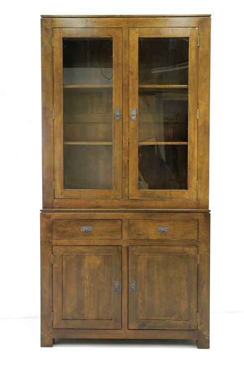 Vaisselier vitrée buffet hévéa 110x205cm HELENA